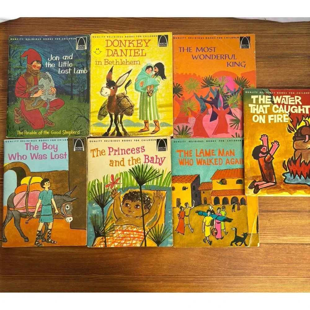 Vintage Arch Books Religious Children's Book Lot 13 + Teacher's Guide Christian